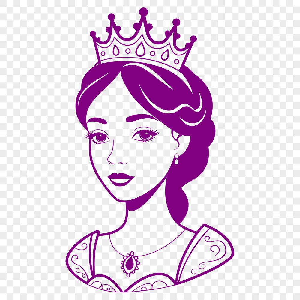 A young female princess in a medieval-inspired costume, suitable for use as clip art or vector design.