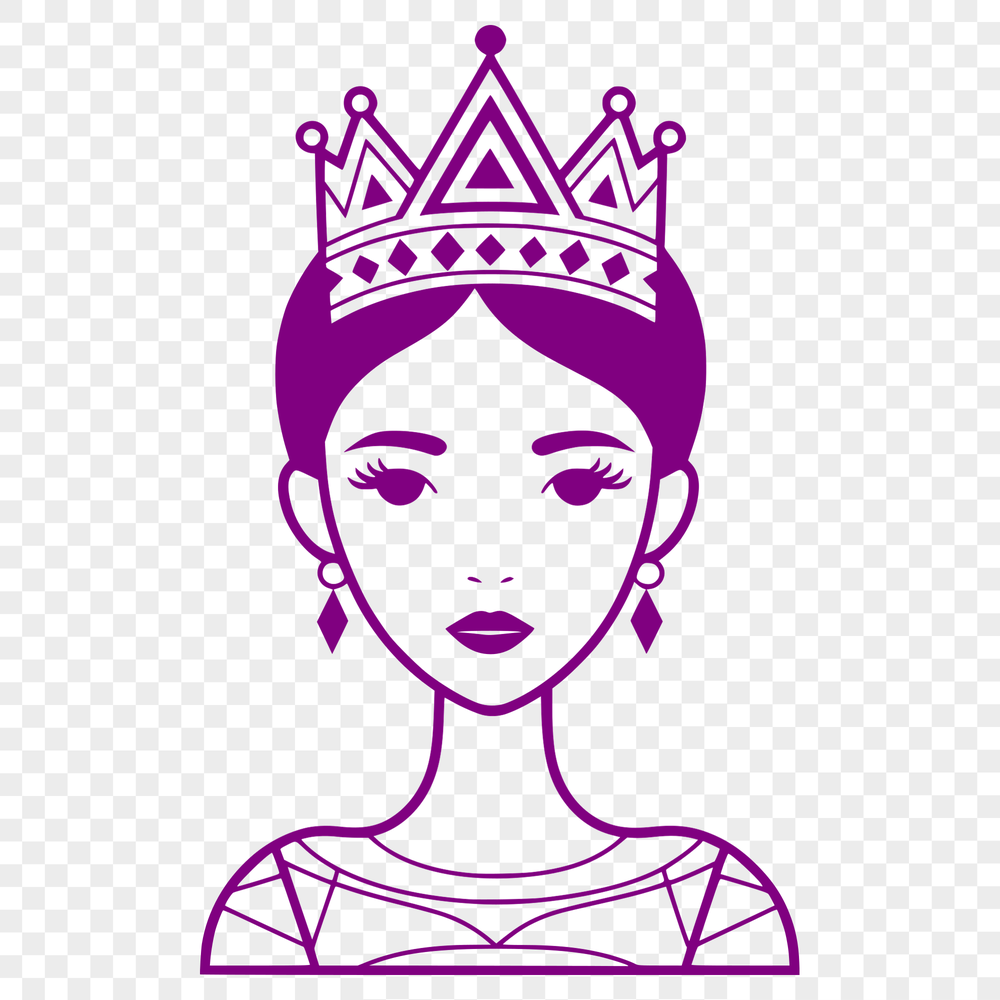 Royal Female Character SVG Clip Art A young female character in a princess costume, suitable for vector design and illustration.