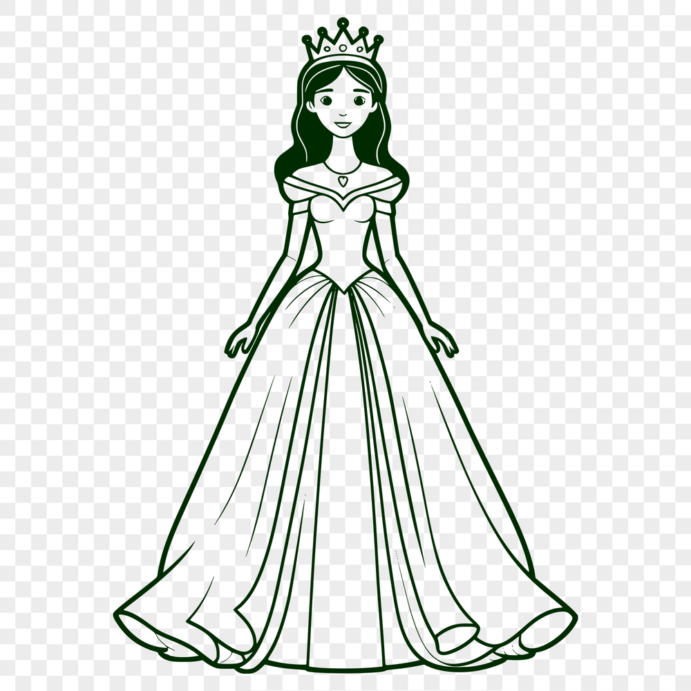 Free Princess Clipart for Digital Projects Illustrated female character in a royal gown, suitable for digital designs and crafts.