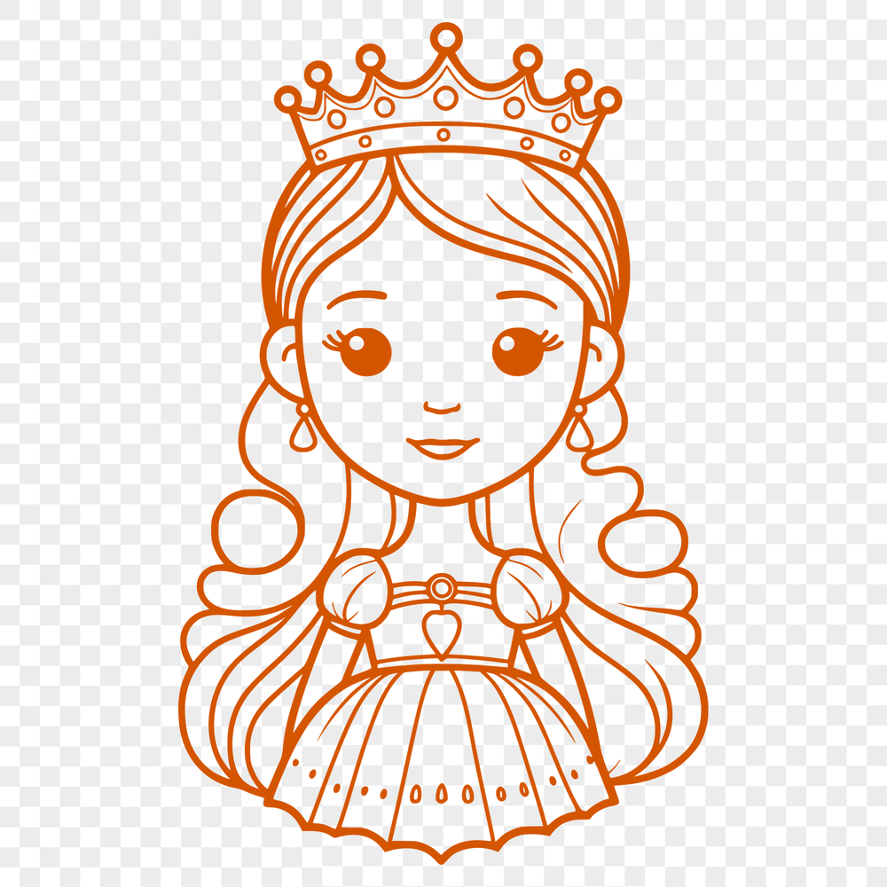Illustration of a young princess with crown and royal attire, created as vector art.