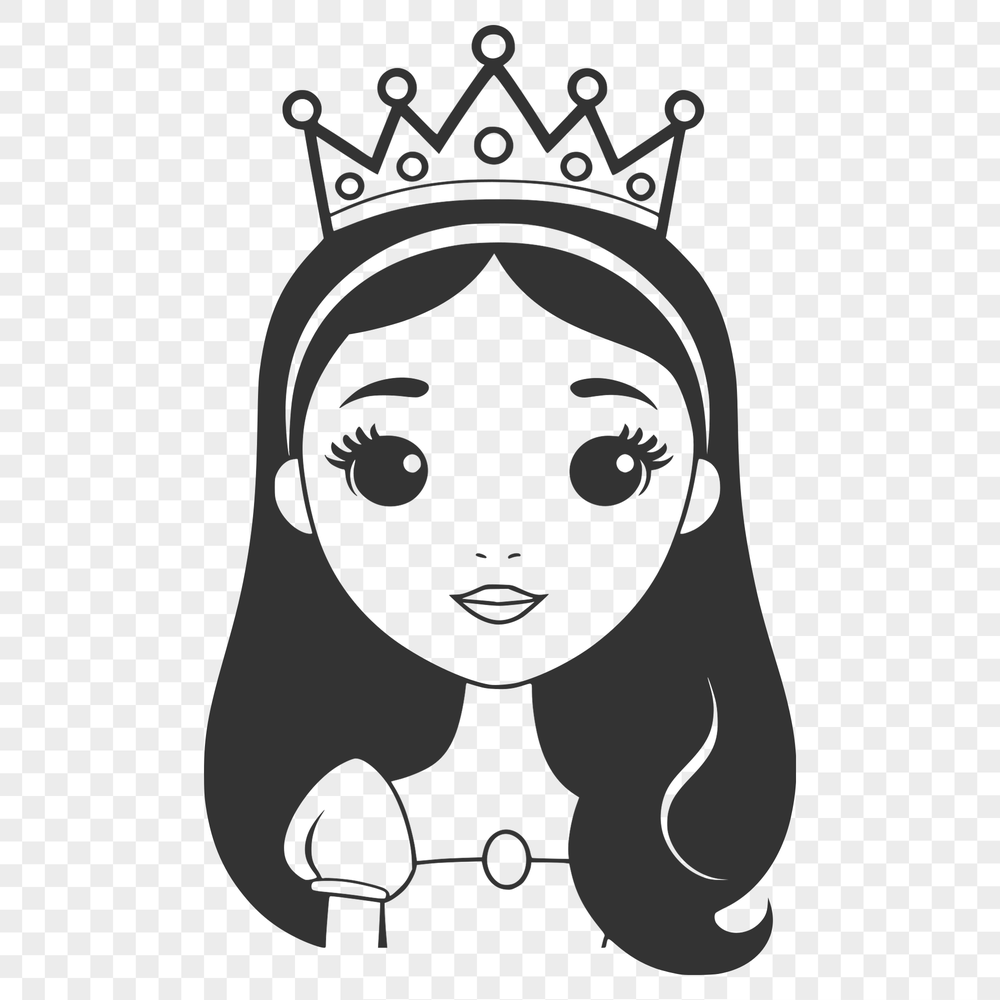 Royal Little Princess Illustration A royalty-inspired design featuring a young princess with a crown and regal attire.