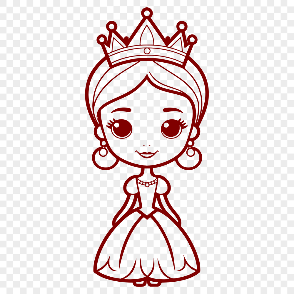Free Female Clipart Design A young female princess illustration in vector format, suitable for various design applications.