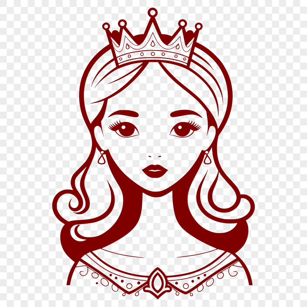 A princess illustration created in vector format, suitable for cutting machines or laser cutters.