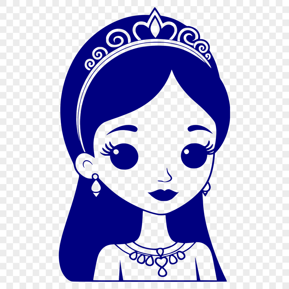 Regal Girl SVG Design An SVG vector graphic design featuring a girl dressed as royalty with intricate details.
