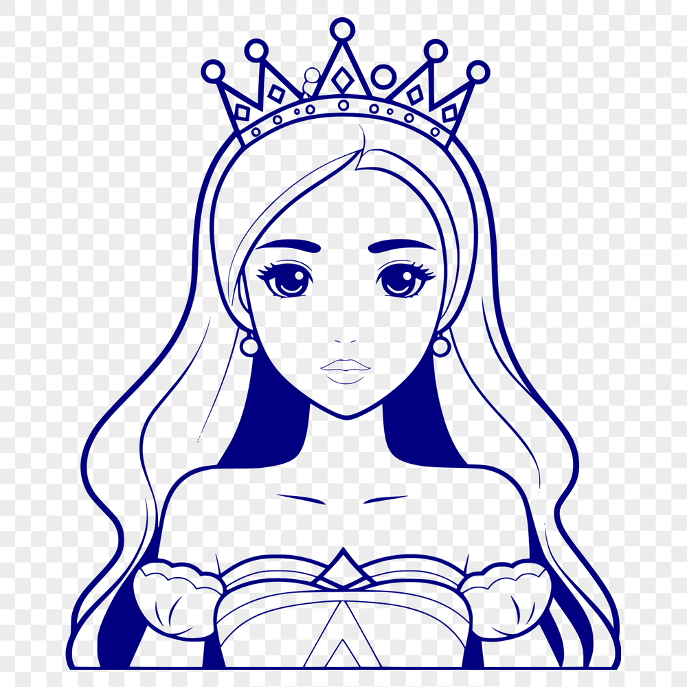 A digital illustration of a young female princess in a regal pose, suitable for vector art projects.