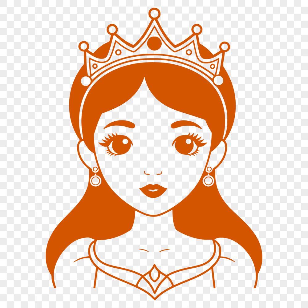 A young female character dressed in royal attire, suitable for vector design.