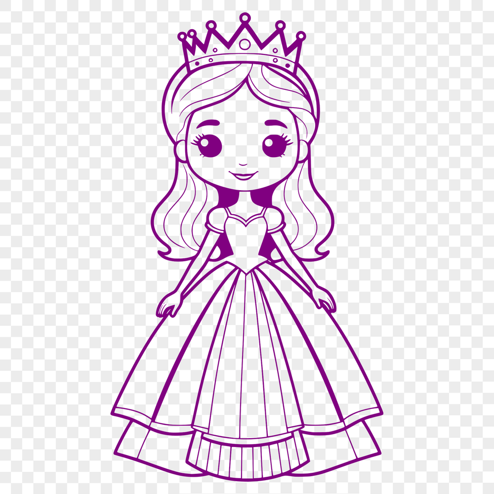 Royally Designed SVG Icon A young female princess figure in traditional attire, suitable for various design projects.