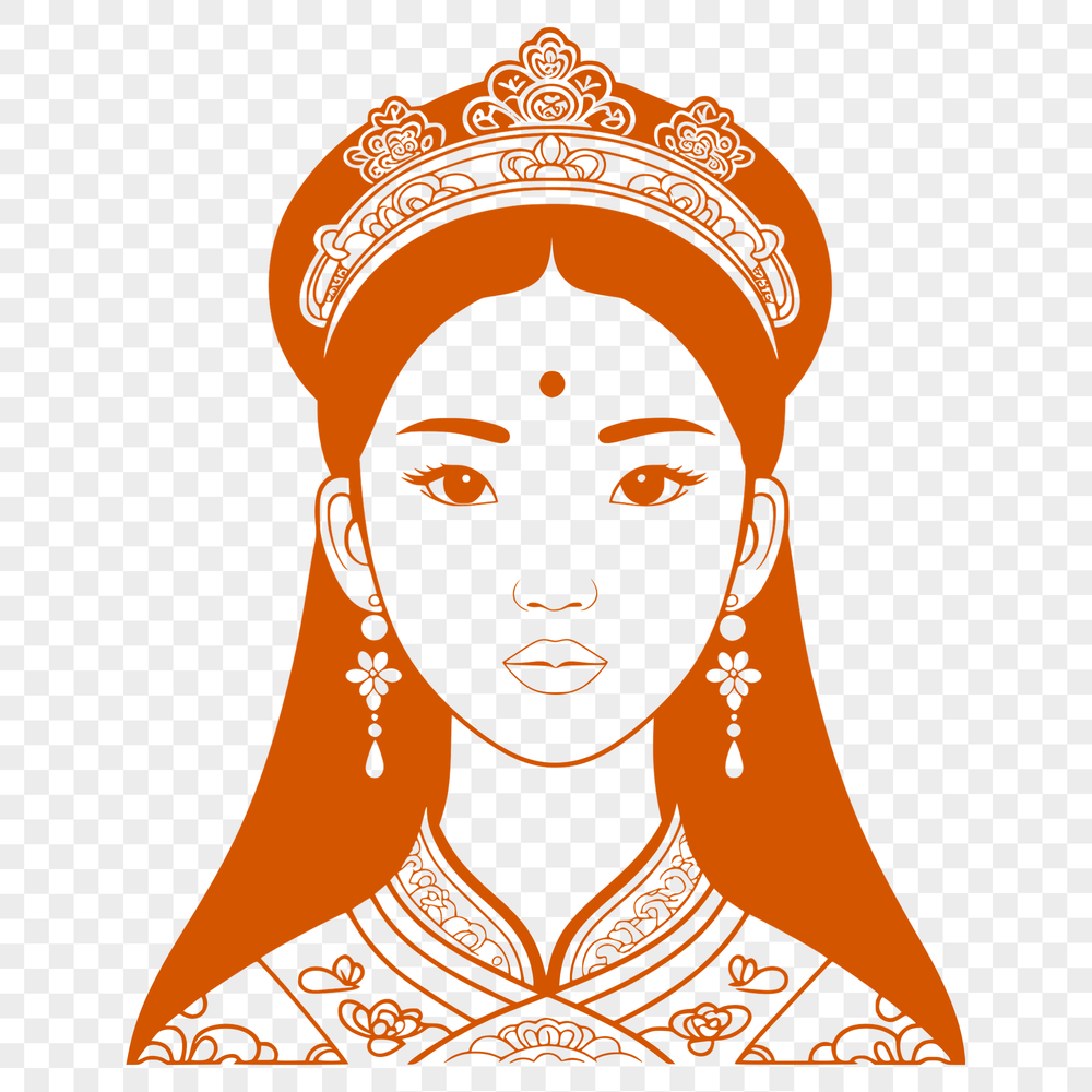 Illustration of a girl in royal attire created using SVG technology.