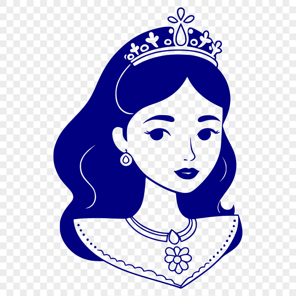 A digital illustration of a young female princess character in a royal gown.