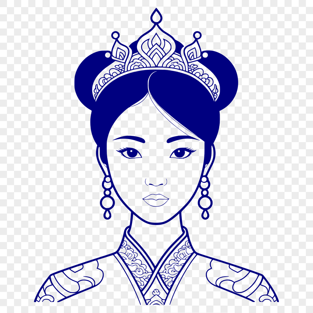 Illustration of a young female princess in a regal pose.