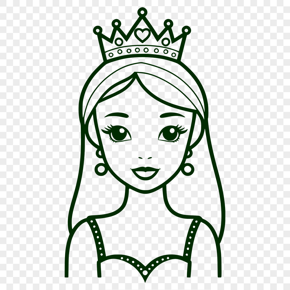 A young female character in royal attire, suitable for vector design projects.