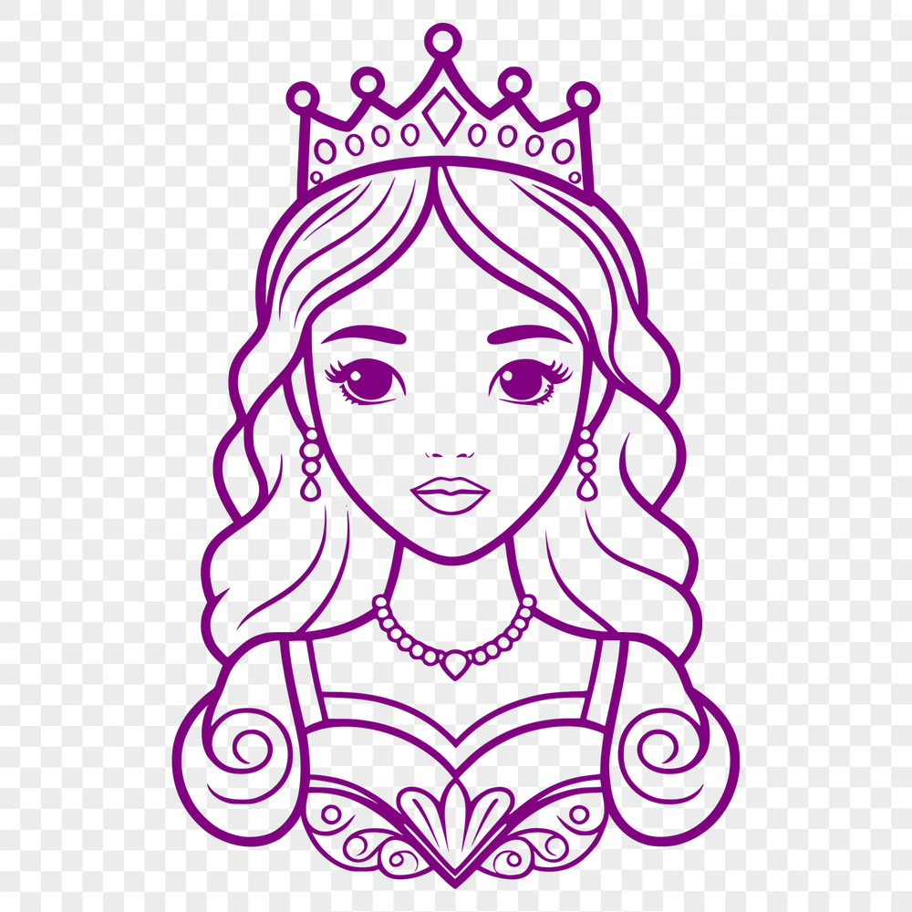 Vector Princess Portrait A young female character in a royal gown, designed as a vector art illustration.