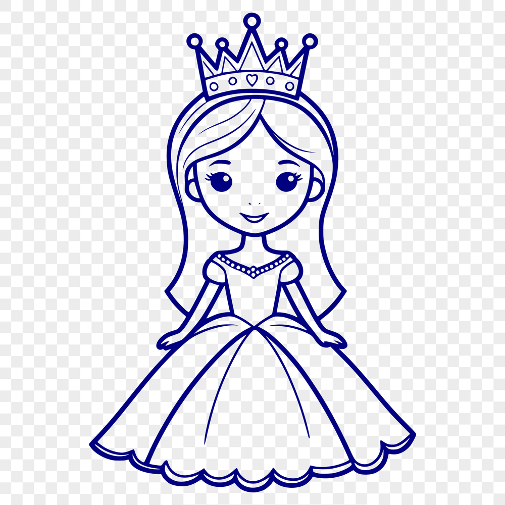 Female royal figure in a regal pose, created as a vector graphic for digital designs.