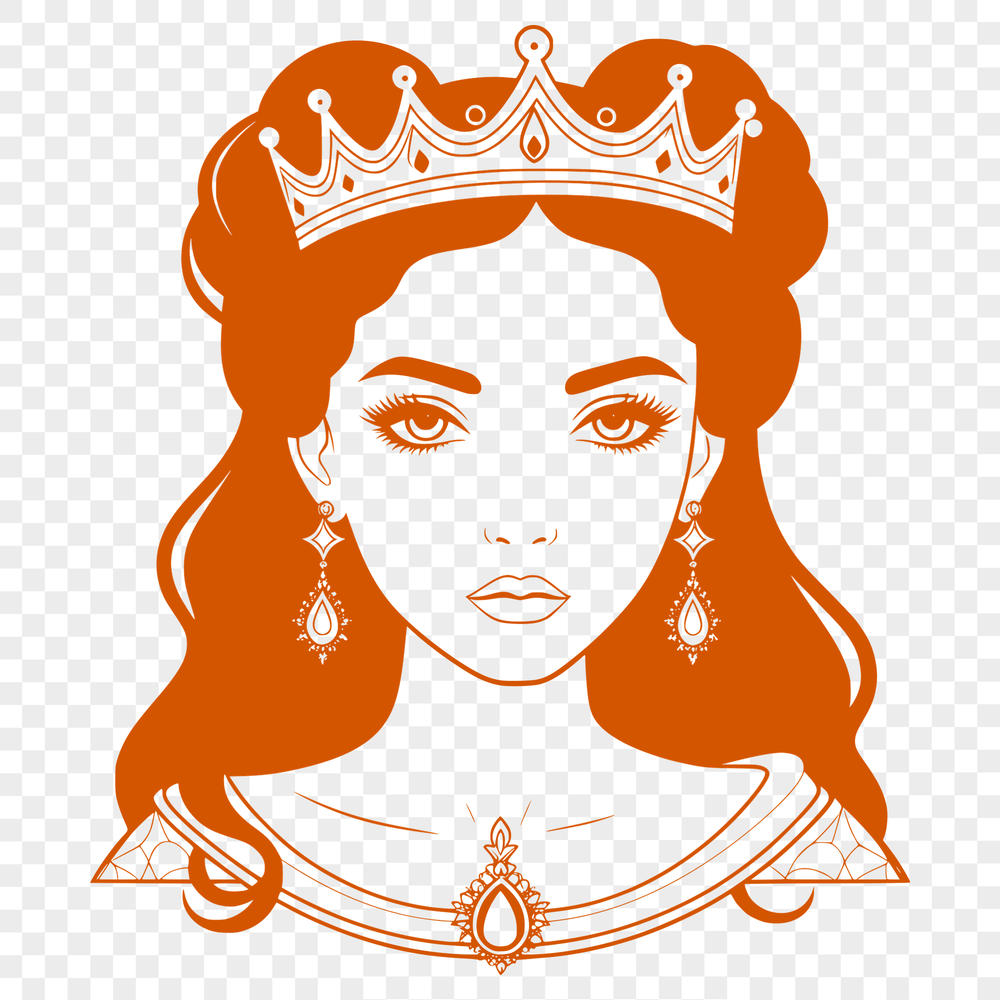 A royalty-inspired female silhouette with a crown.