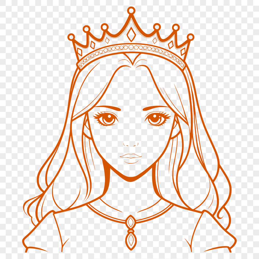 An SVG design featuring a traditional depiction of a girl dressed as a royal princess.