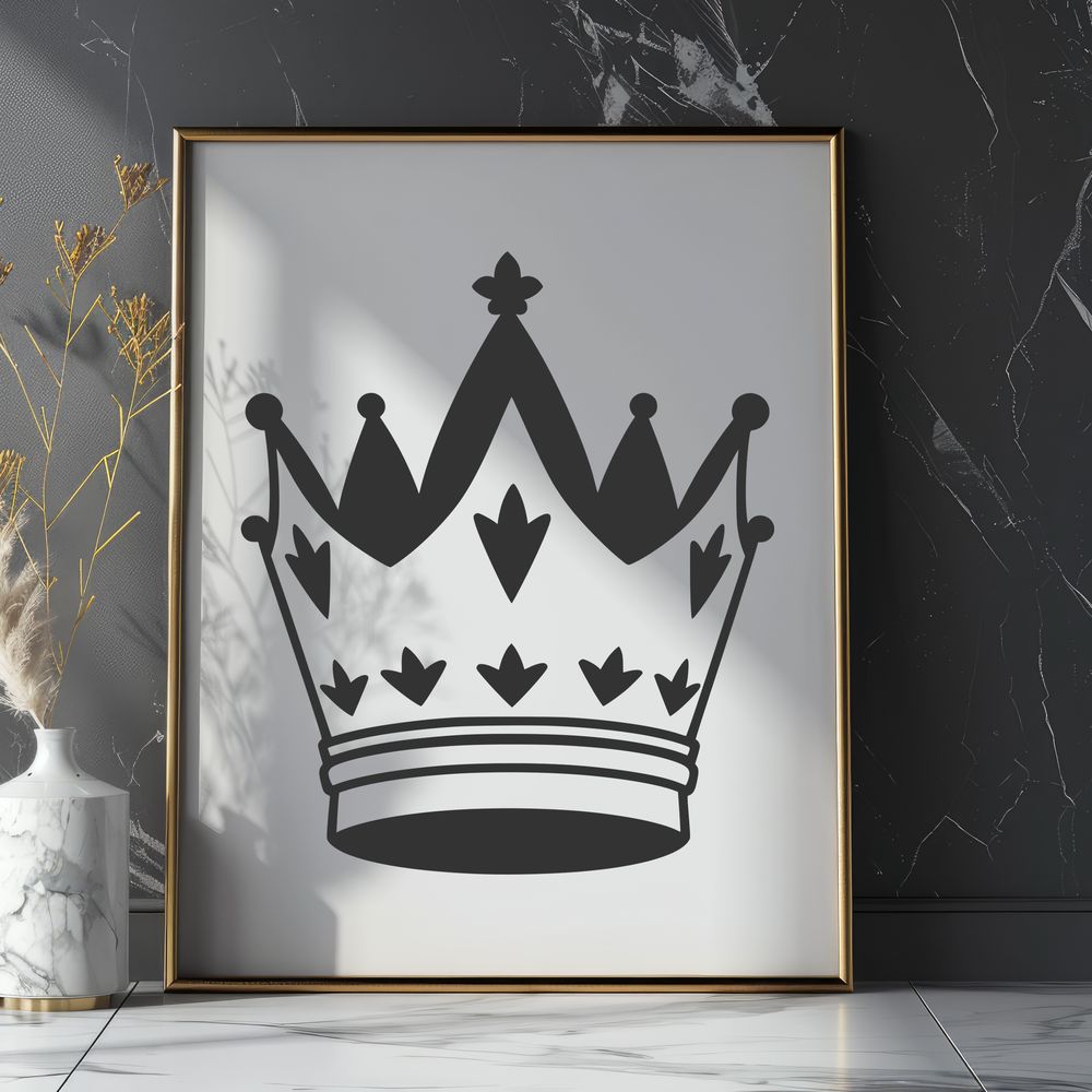 Regal Symbol Vector Art A vector illustration of a crown, suitable for digital design and cutting machine use.