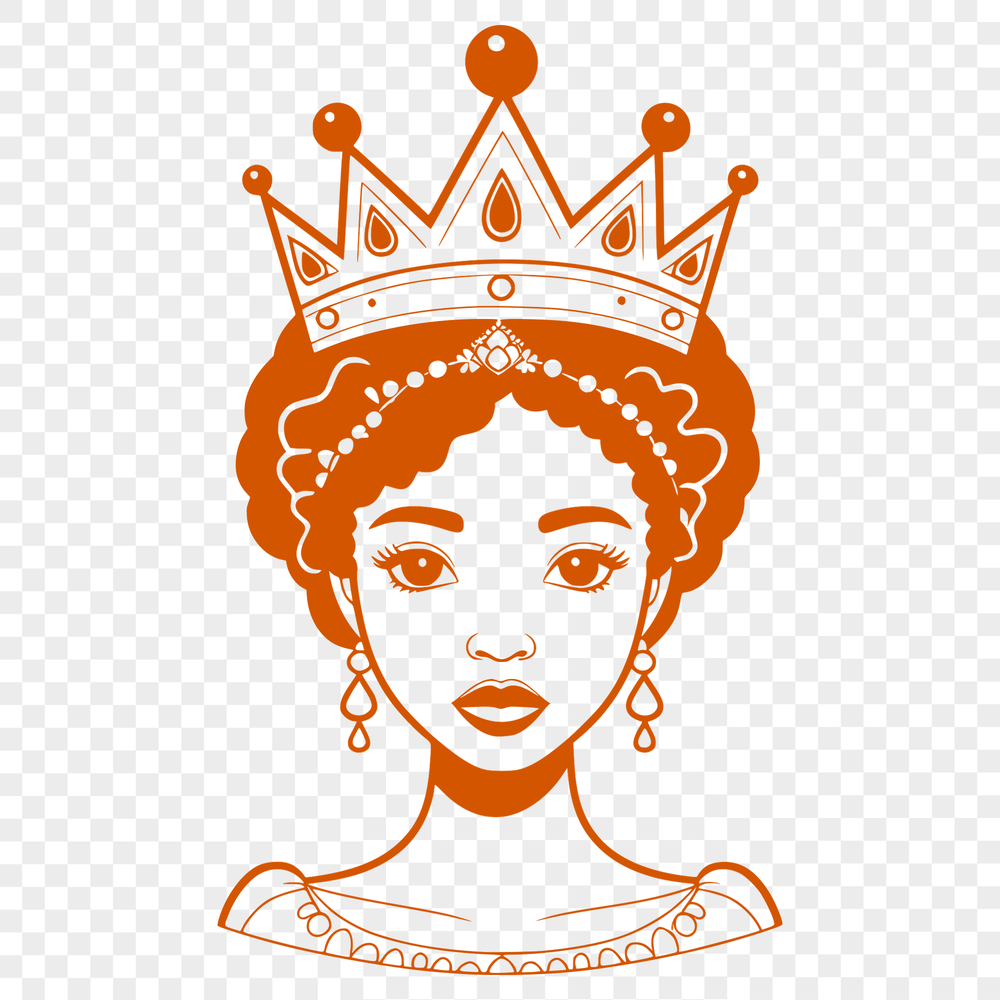 Beautiful Princess Clip Art SVG File A young female character depicted as a princess in a royal attire.