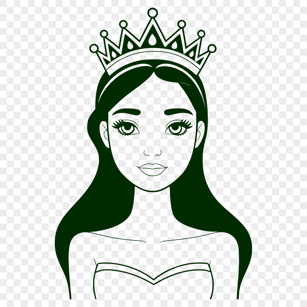 A royalty-inspired illustration of a young female princess in a traditional dress.