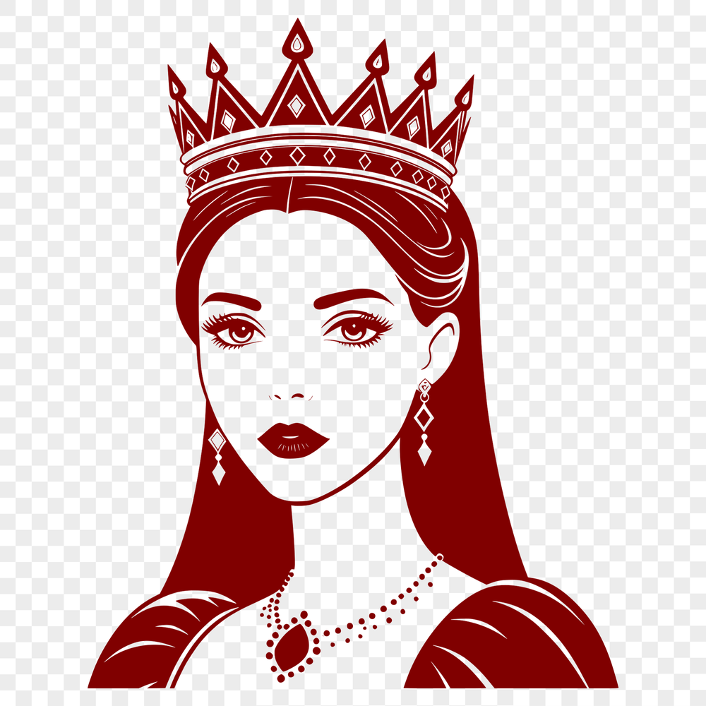Royal Illustration SVG Vector Graphic A female royal figure from fairy tale legends, illustrated as a vector graphic.