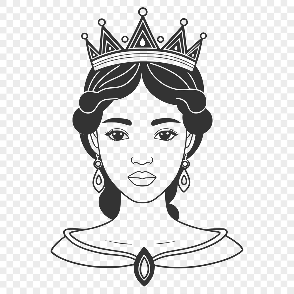 Royal Figure SVG Illustration SVG graphic of a princess figure, suitable for digital design projects.