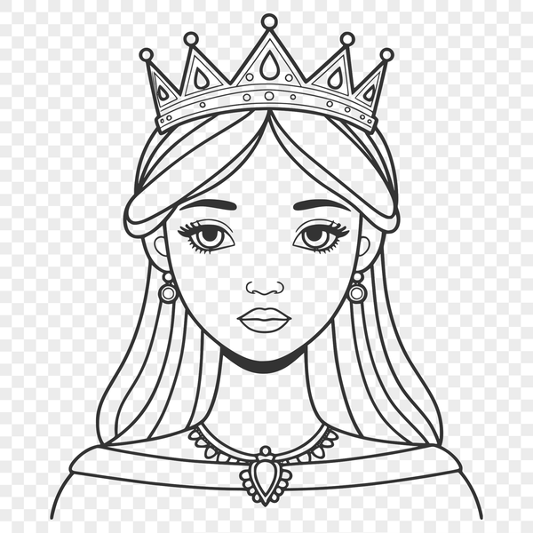 A young female character dressed in royal attire, suitable for vector design projects.