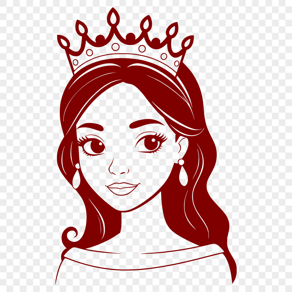 A vector graphic design featuring a girl dressed as a princess with a regal demeanor.