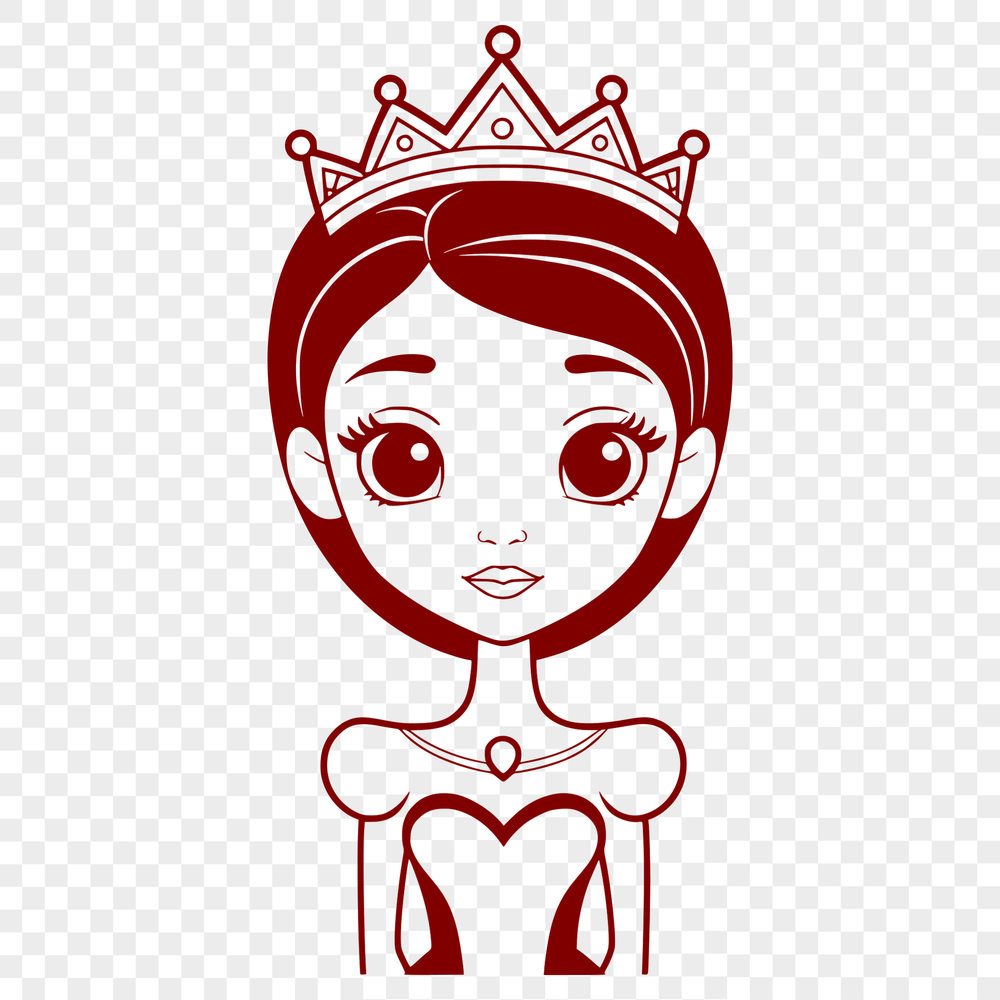 A young female princess character designed as vector art, suitable for cutting machine stencils or digital designs.
