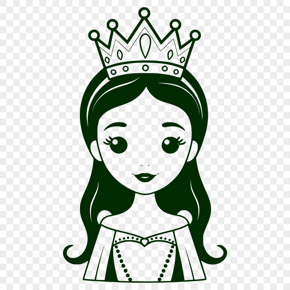 A digital illustration of a young female in royal attire, suitable for use as clip art.