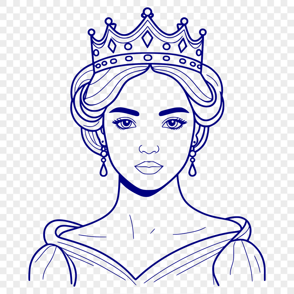 Royal Lady Vector Graphics A detailed illustration of a female princess character, designed as a vector graphic.