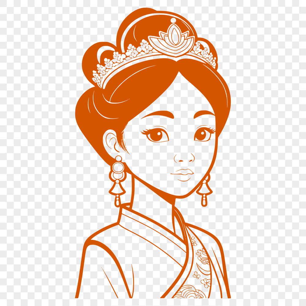 A young female royal character in a medieval setting, suitable as vector art for digital design projects.