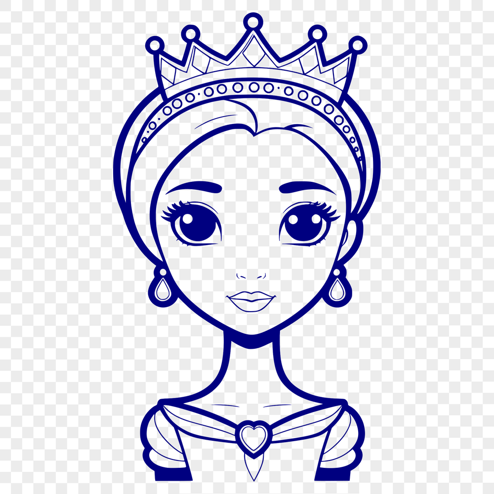 A young female character in a royal dress and crown, depicted as a vector illustration.
