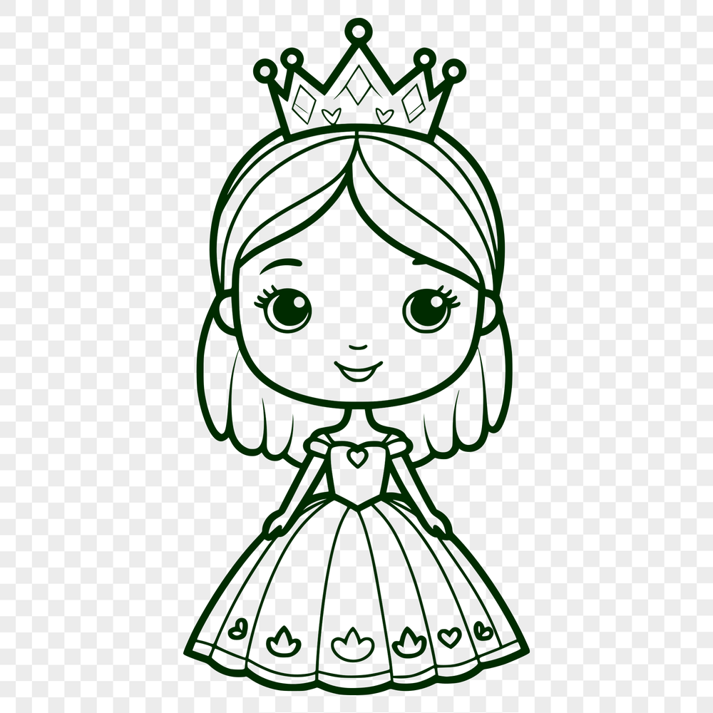 Princess Clip Art SVG Design Female character illustration in a royal dress, suitable for digital and craft projects.