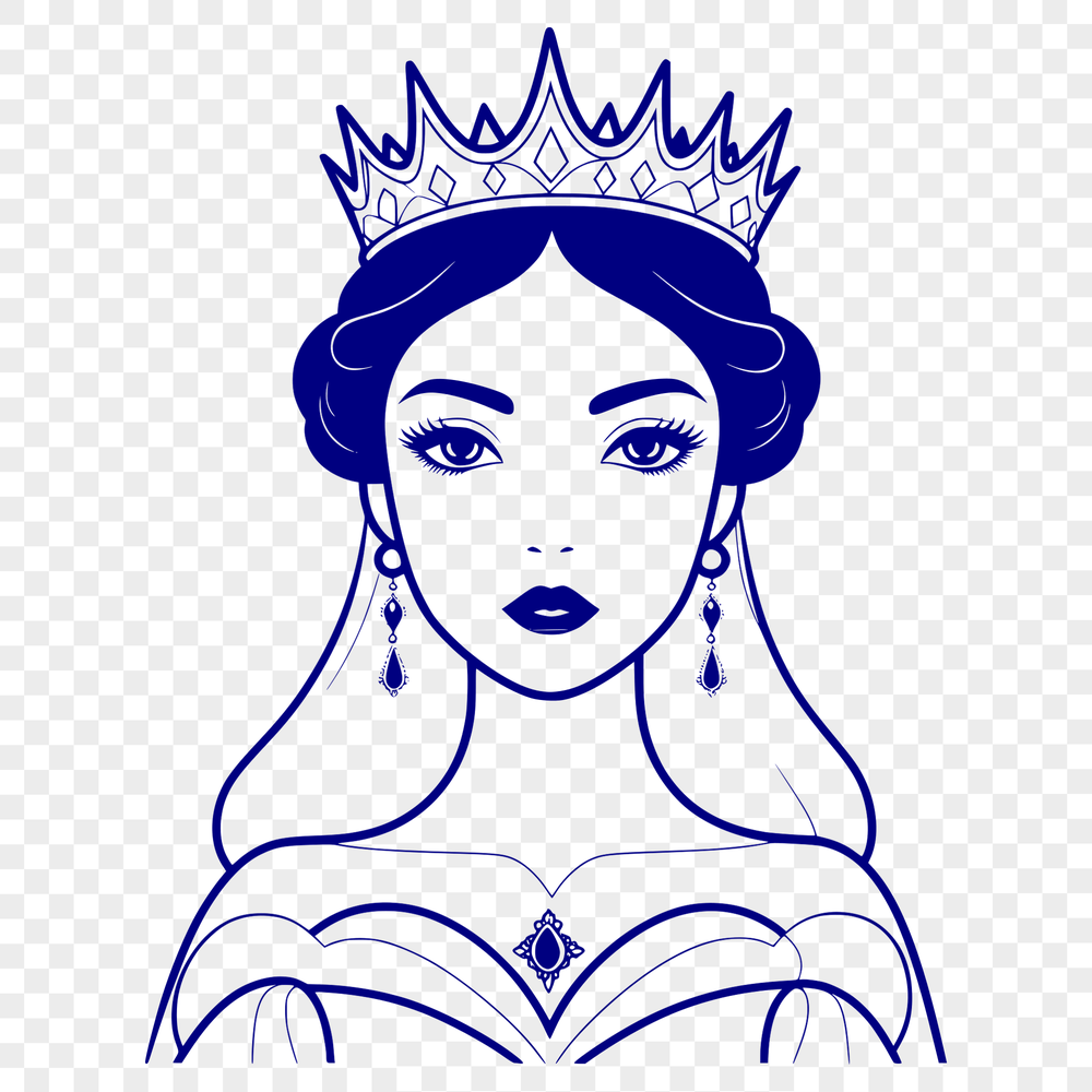 A detailed illustration of a young female princess character in various colors.