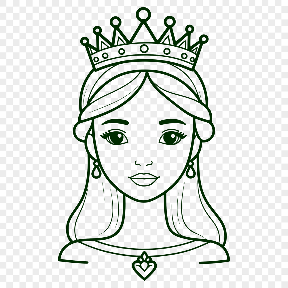 Princess Clip Art Vector Design A young female princess with a gentle expression, suitable for various designs and projects.
