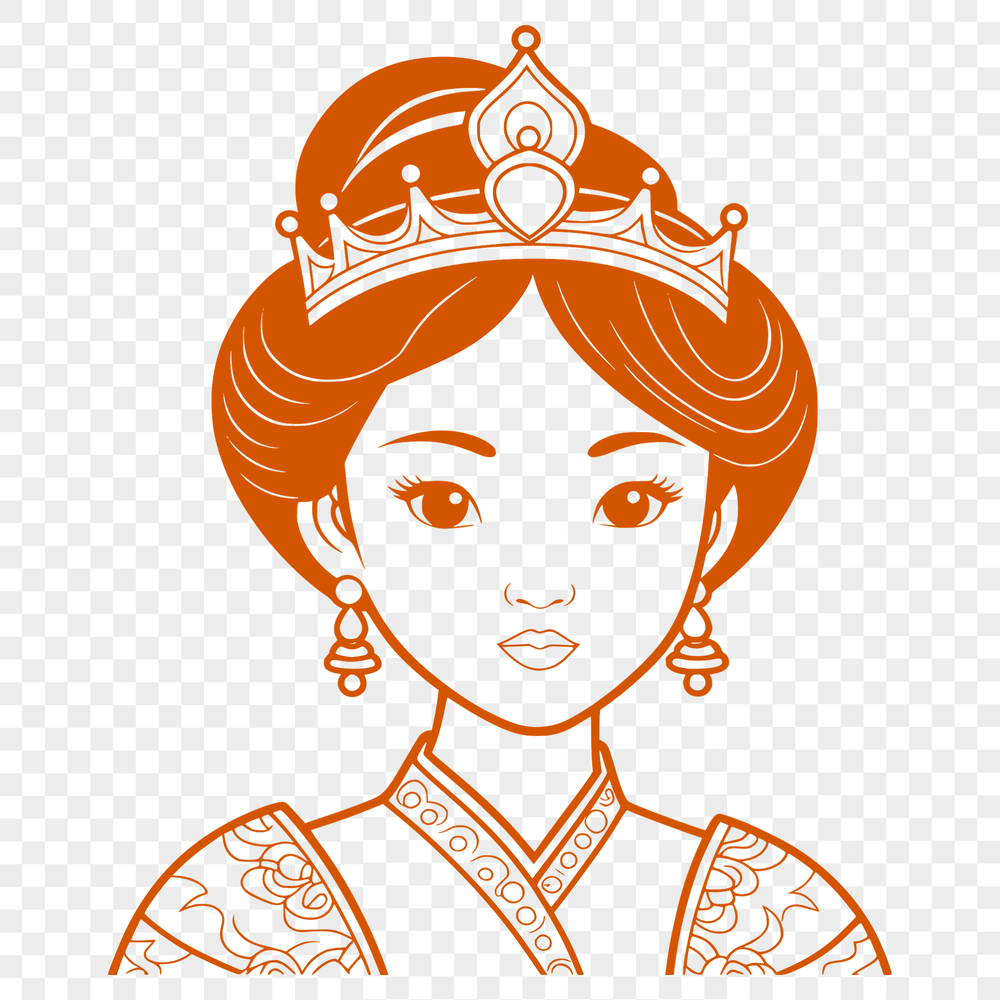 Beautiful Princess Illustration Vector Graphics A female princess character created as vector art for digital design.