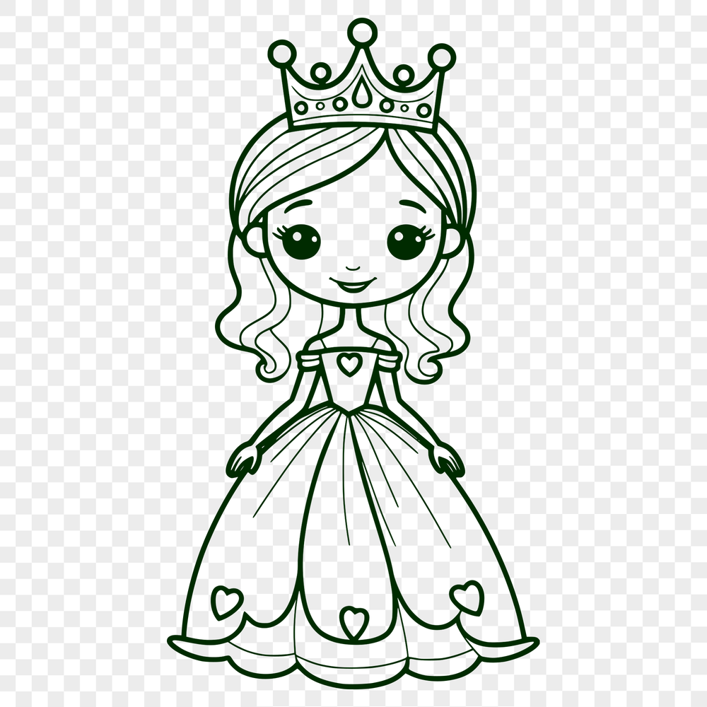 Young Princess Vector Design A young female princess in a medieval-inspired outfit, suitable as a vector design for crafts and digital projects.