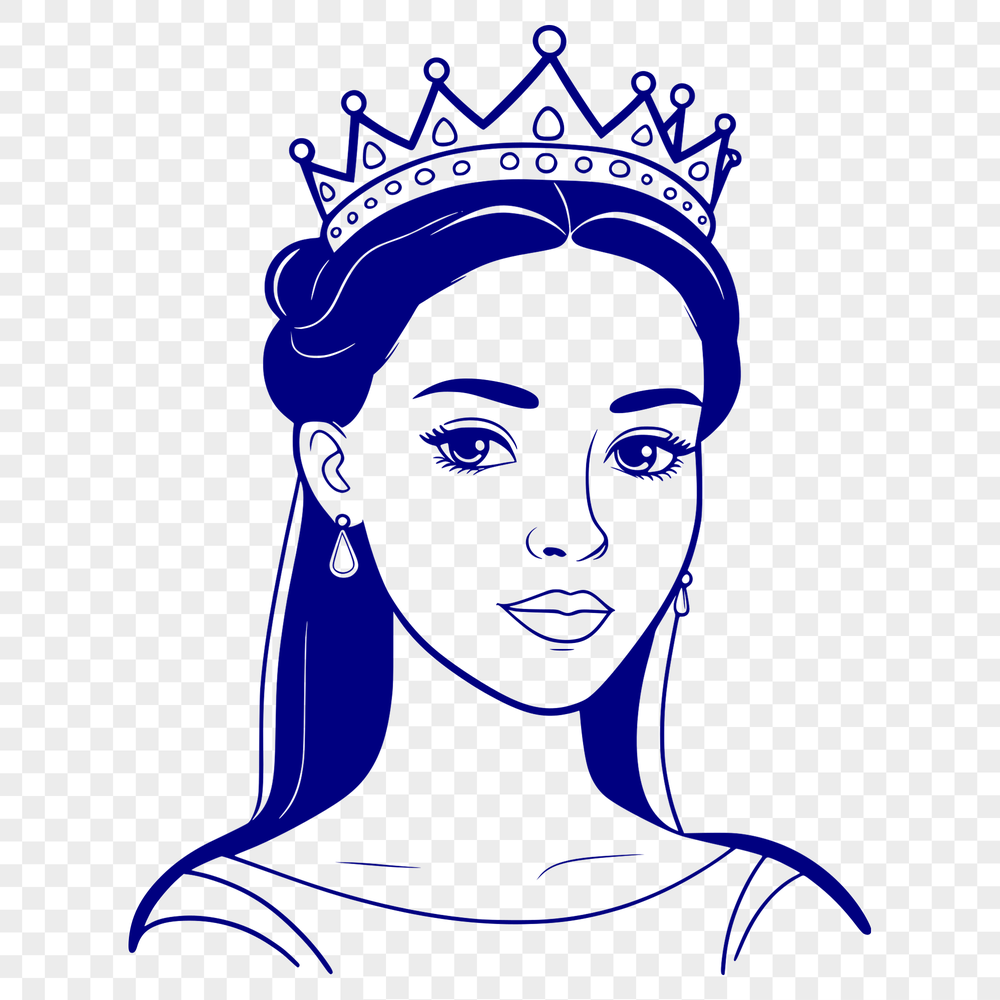 Royal Beauty SVG Clip Art A young female character in a regal dress and crown.