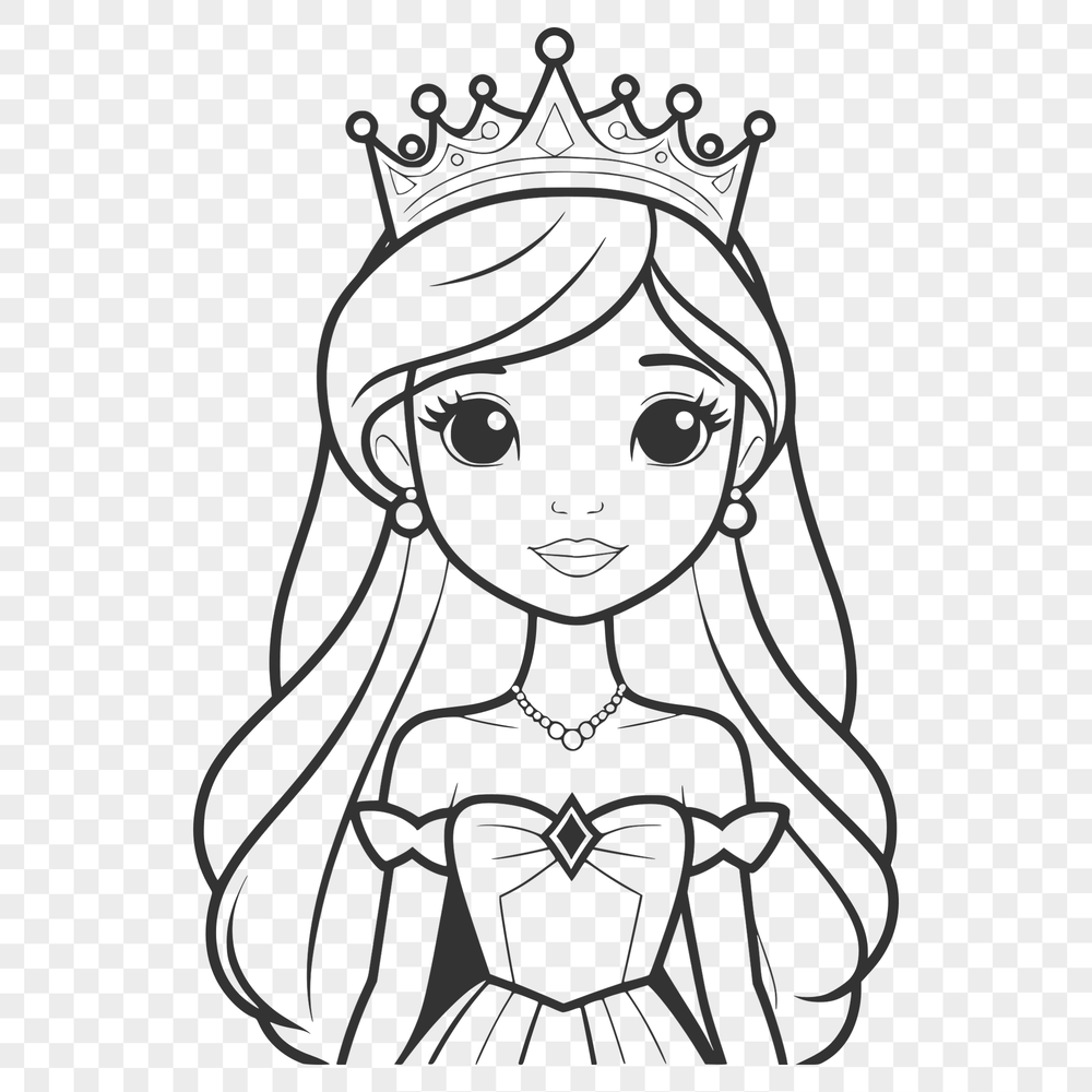 A young female character dressed in royal attire with a crown on her head, suitable for crafting or design purposes.