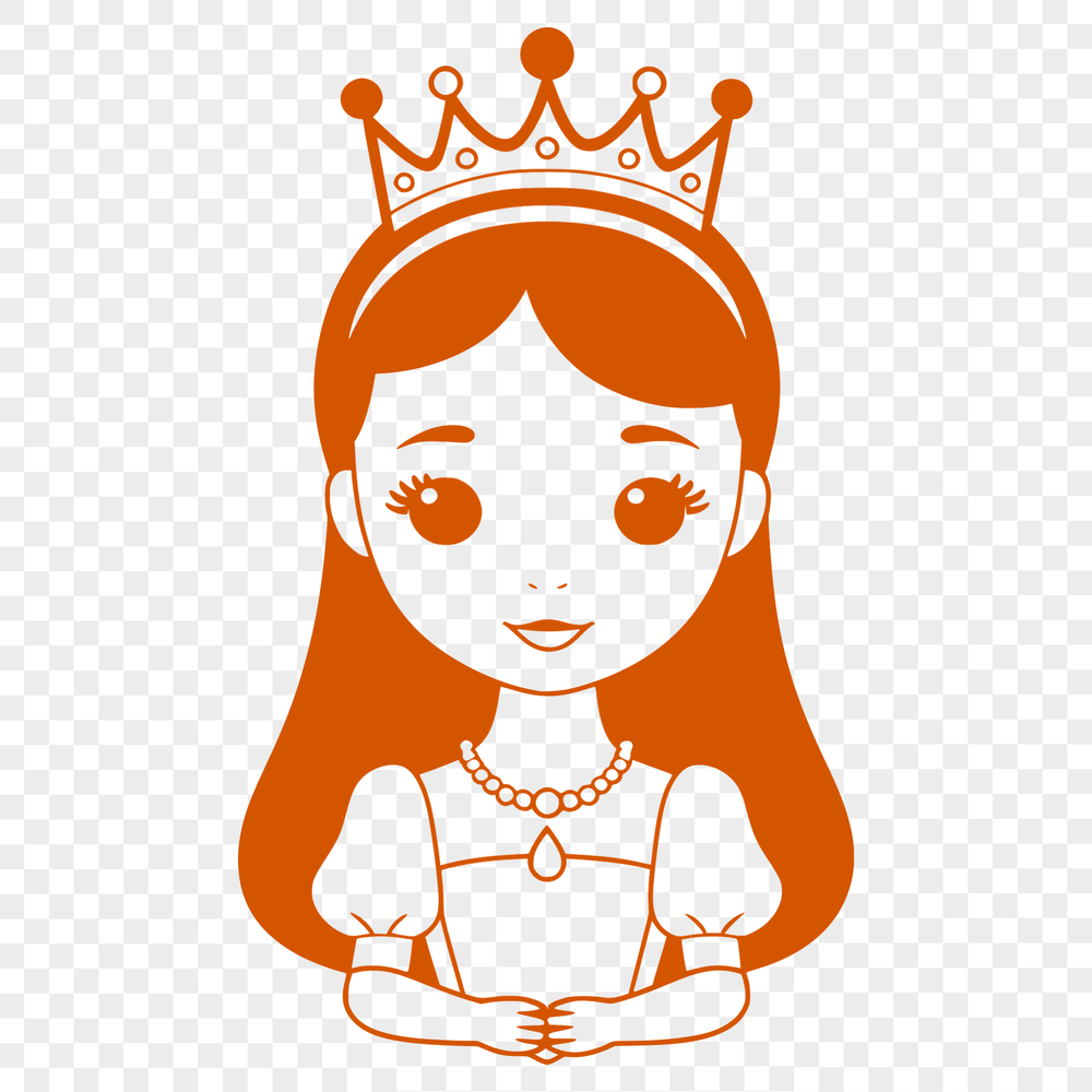 Digital Princess SVG Design A digital illustration of a young female princess in a royal setting.