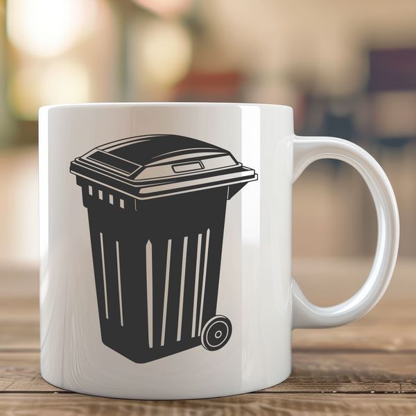 Eco-Friendly Trash Can Illustration A vector illustration of a trash can with a lid, suitable for digital design and cutting machines.