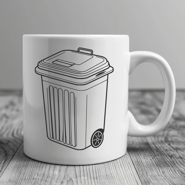 Beautiful Bin Illustration Download SVG A simple illustration of a trash can with a lid, suitable for vector art and graphic design.
