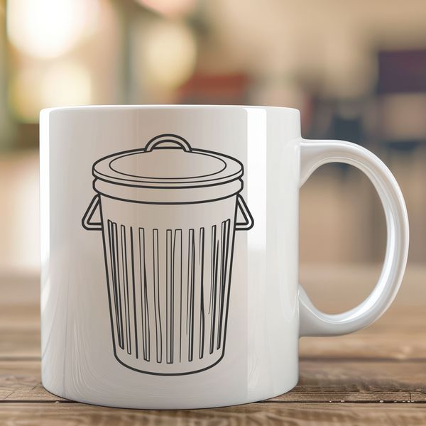Household Waste Container Icon A 2D illustration of a typical household trash can with a lid.