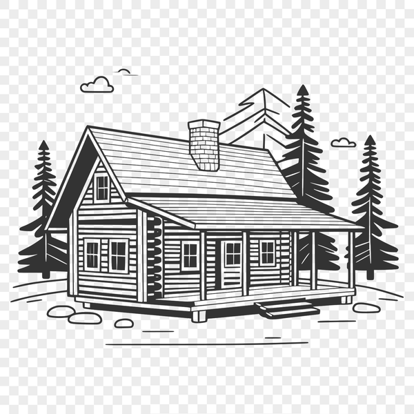 Simple Cabin Illustration SVG Graphic A simple cabin illustration created as a vector graphic in SVG format.