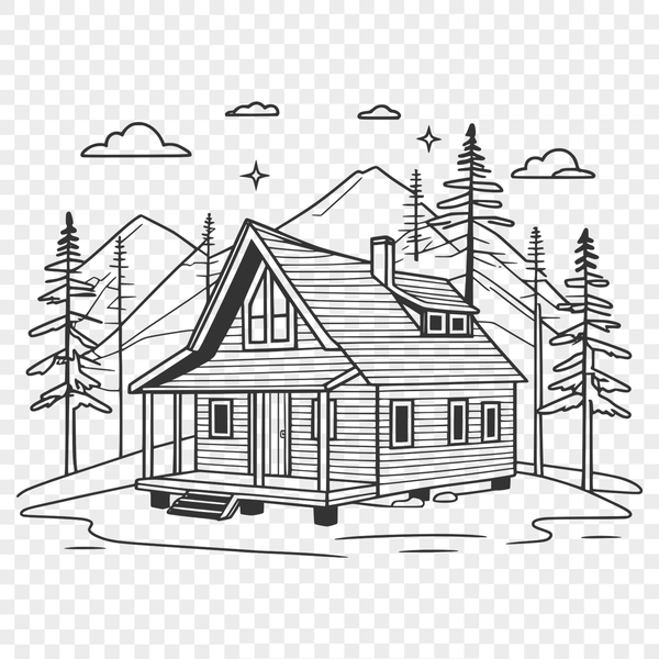 Cozy SVG Cabin Design SVG cabin illustration with rustic details and natural elements