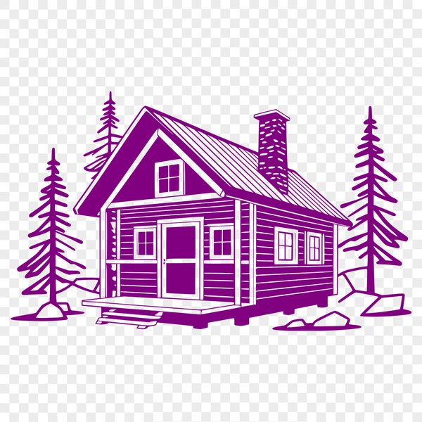 Hand-Drawn Cabin SVG Design A simple, hand-drawn illustration of a cozy cabin, suitable for digital cutting machines like Cricut.