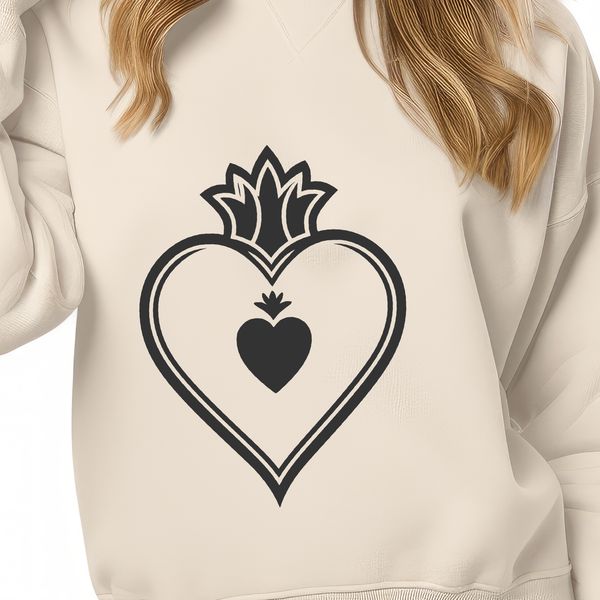 Devotional Heart Icon SVG File A stylized illustration of the Sacred Heart, a symbol of devotion and love.