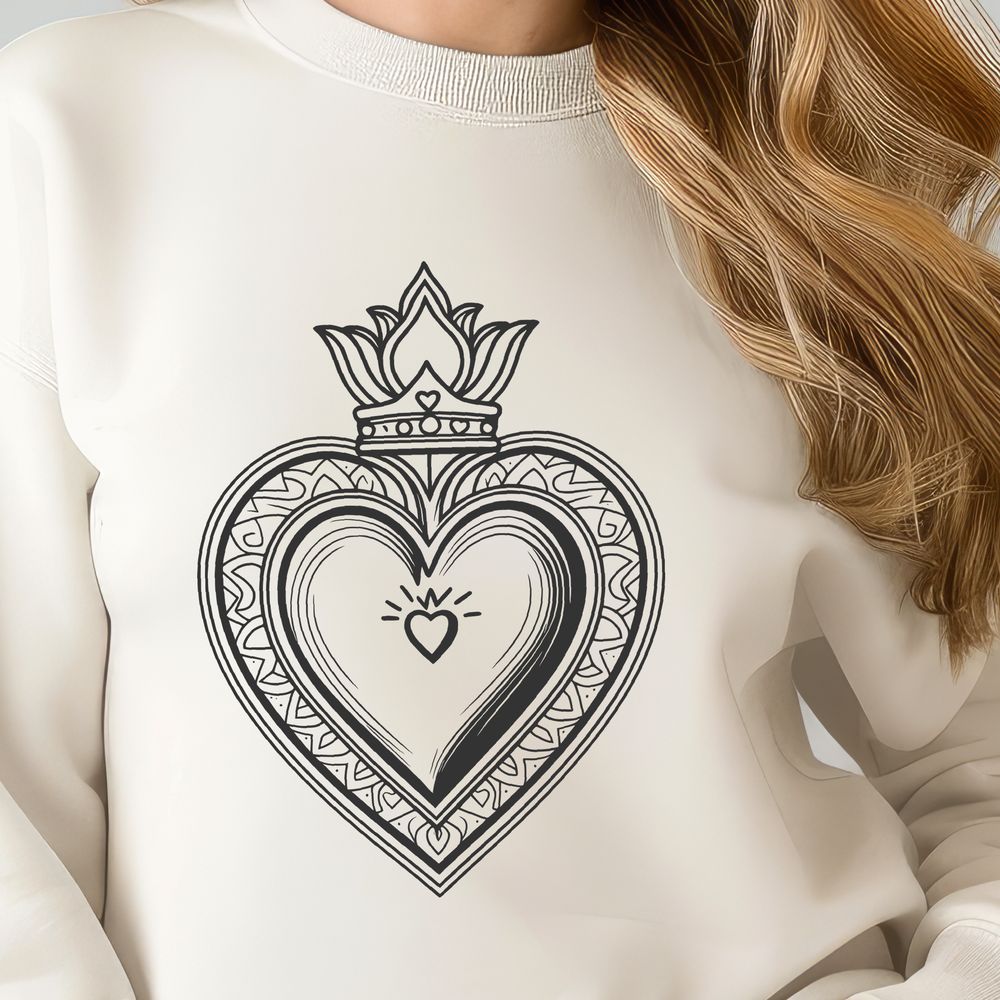 Devotional SVG Image Design A stylized illustration of the Sacred Heart, symbolizing devotion and faith.