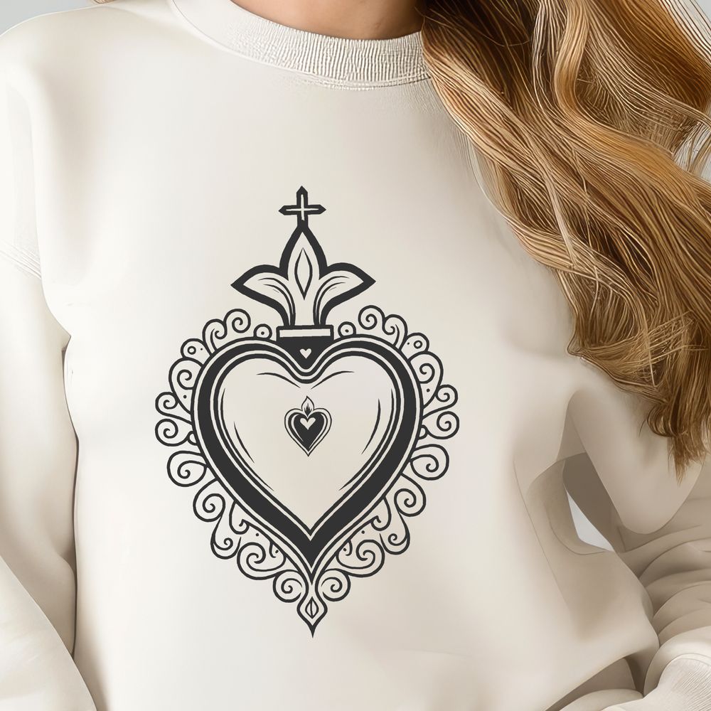 Free Sacred Heart SVG Template Download A vector design of the Sacred Heart symbol, suitable for use in various applications.