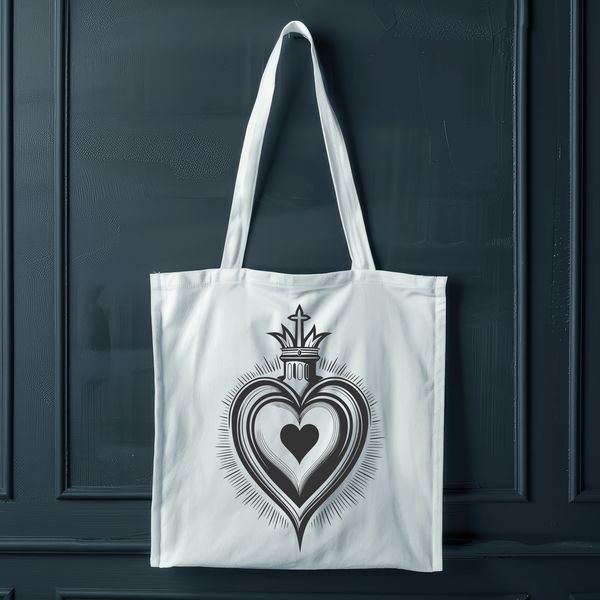 Ornate Sacred Heart Icon A detailed illustration of the Sacred Heart, featuring traditional iconography and ornate details.