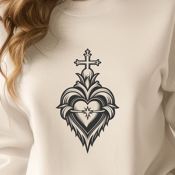 Free Sacred Heart SVG Image Download A detailed, vector representation of the Sacred Heart, suitable for various uses including crafting and digital design.